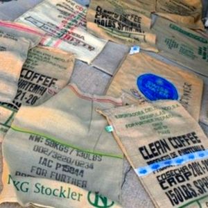 Set of 3 Burlap Coffee Sacks Bags DIY Decor